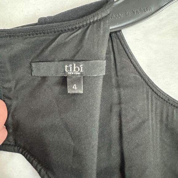 Tibi Black Ivory Beaded Mini Dress Size 4 Cutout Back Polka Dot Retro Sleeveless - Picture 11 of 16